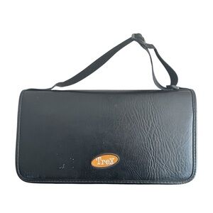 Trex CD DVD Case Storage Wallet Zippered Black Faux Leather Holds 48 Vintage Y2K